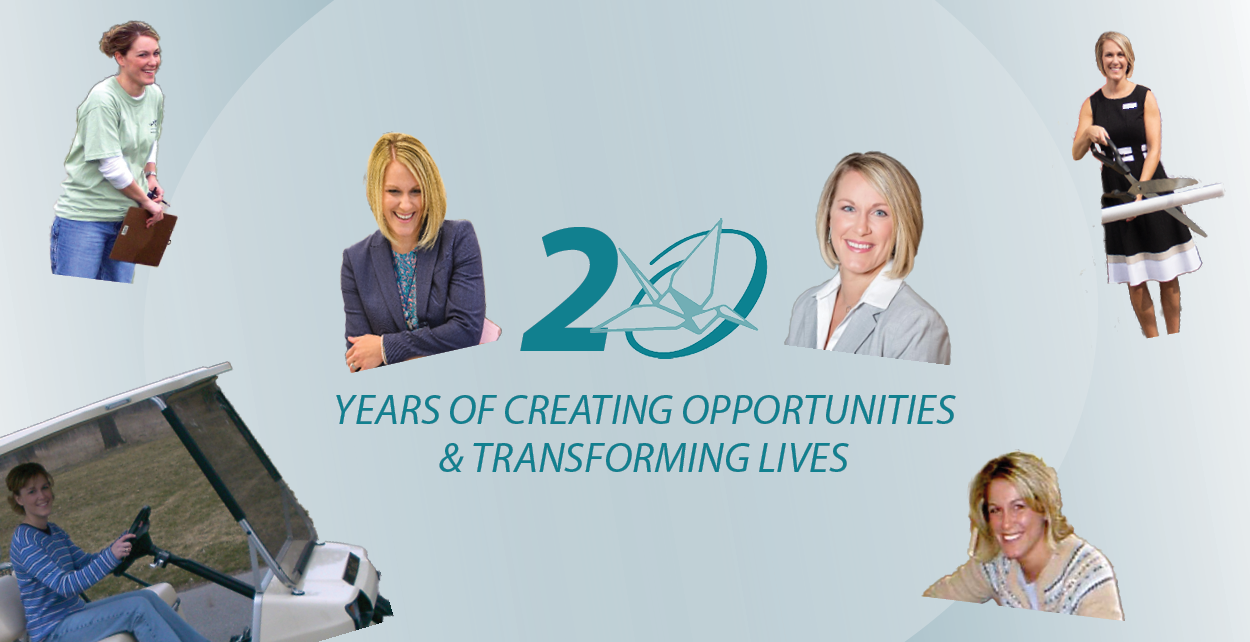 A collage featuring a variety of photos of President & CEO, Tammy Hannah, from over the last 20 years