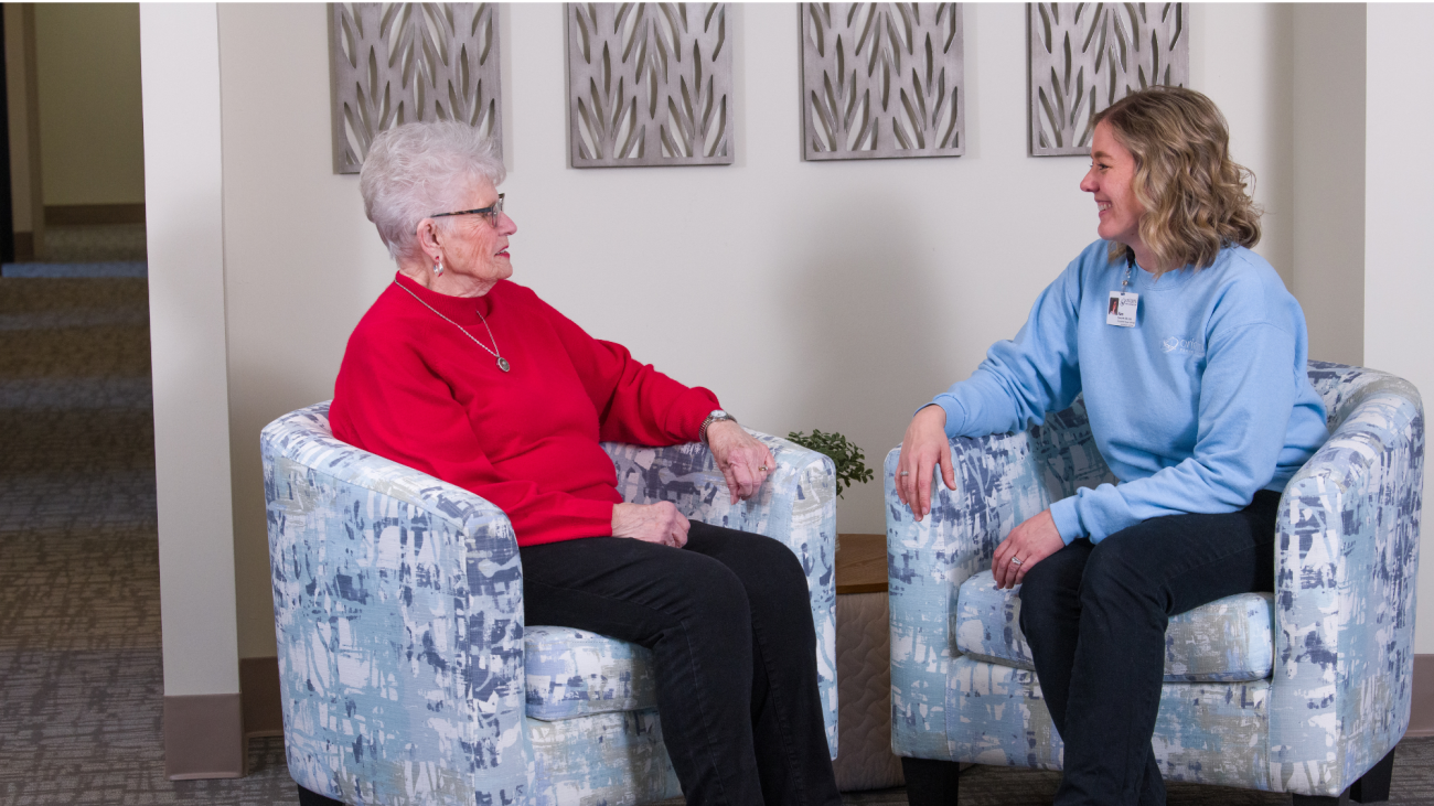 Origami Mental Health Therapist works with client in serene setting