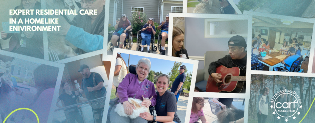 A collage of fun moments between clients and residents in our residential program